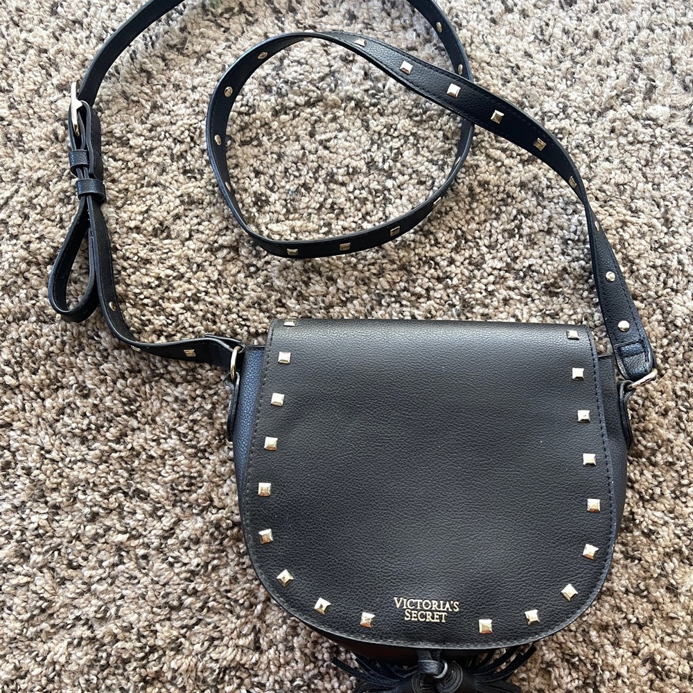 Victoria's Secret Black Studded Crossbody Bag